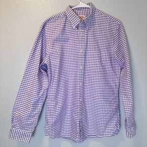 Brooks Brothers Mens Size-M Shirt Purple Plaid Checks Red Fleece